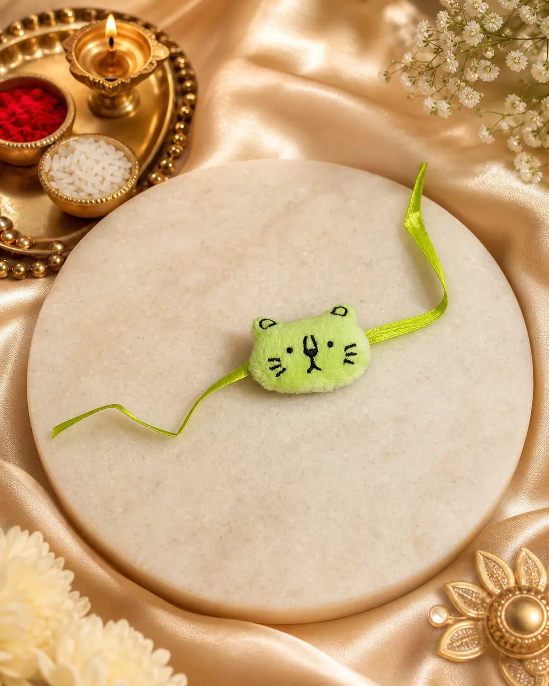 Green Cat Kids’ Rakhi