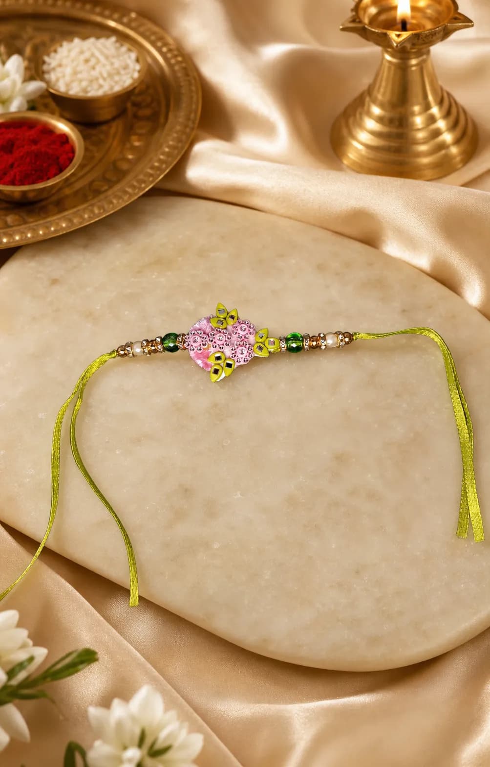 Green Floral Designer Rakhi