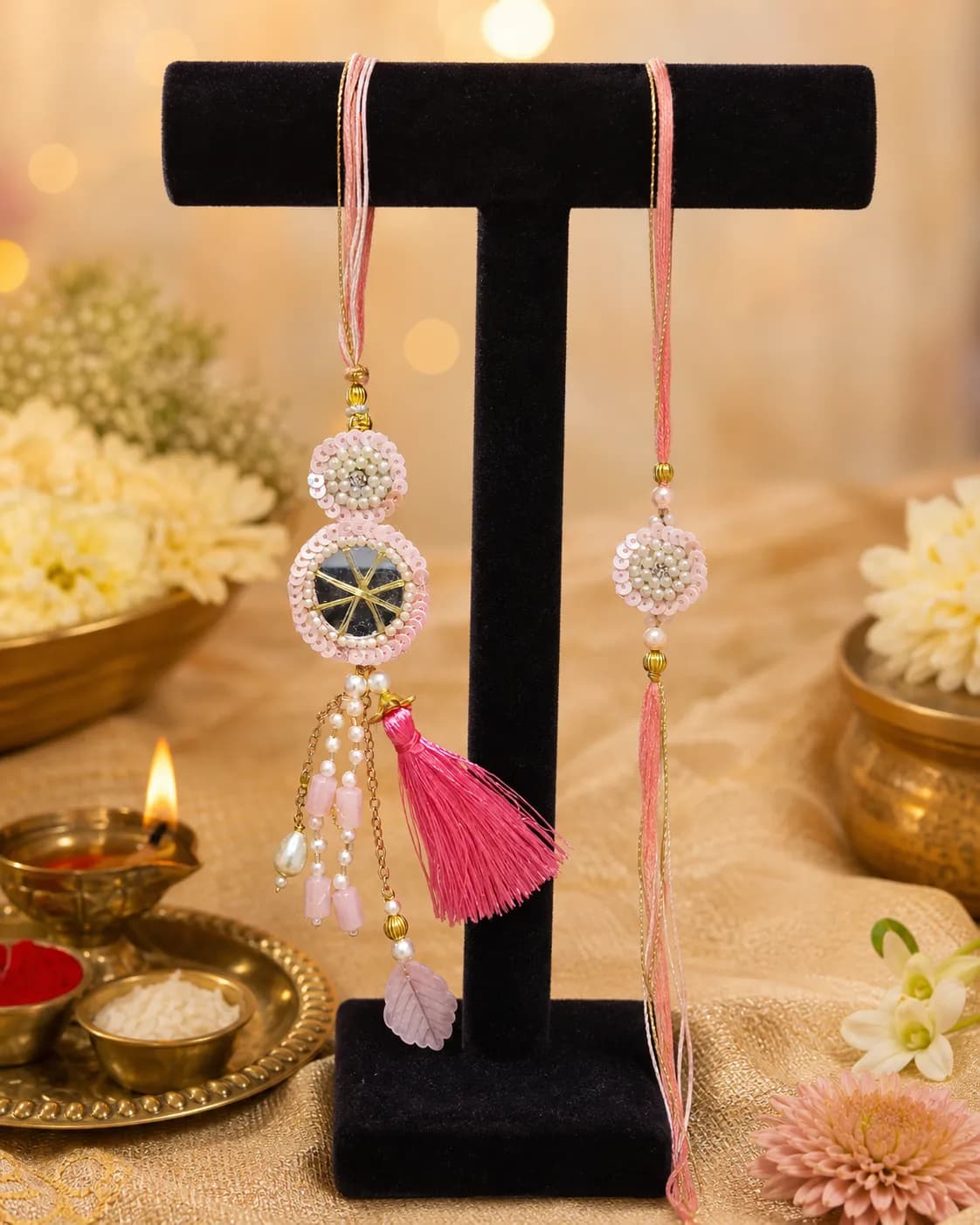 Pink Circular Tassel Lumba Set