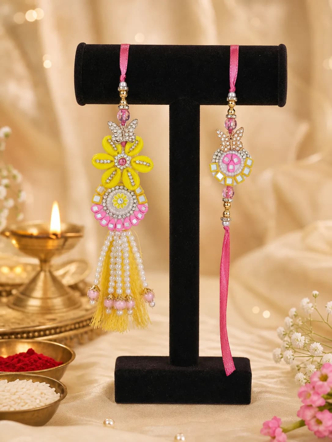 Yellow-Pink Floral Lumba Set
