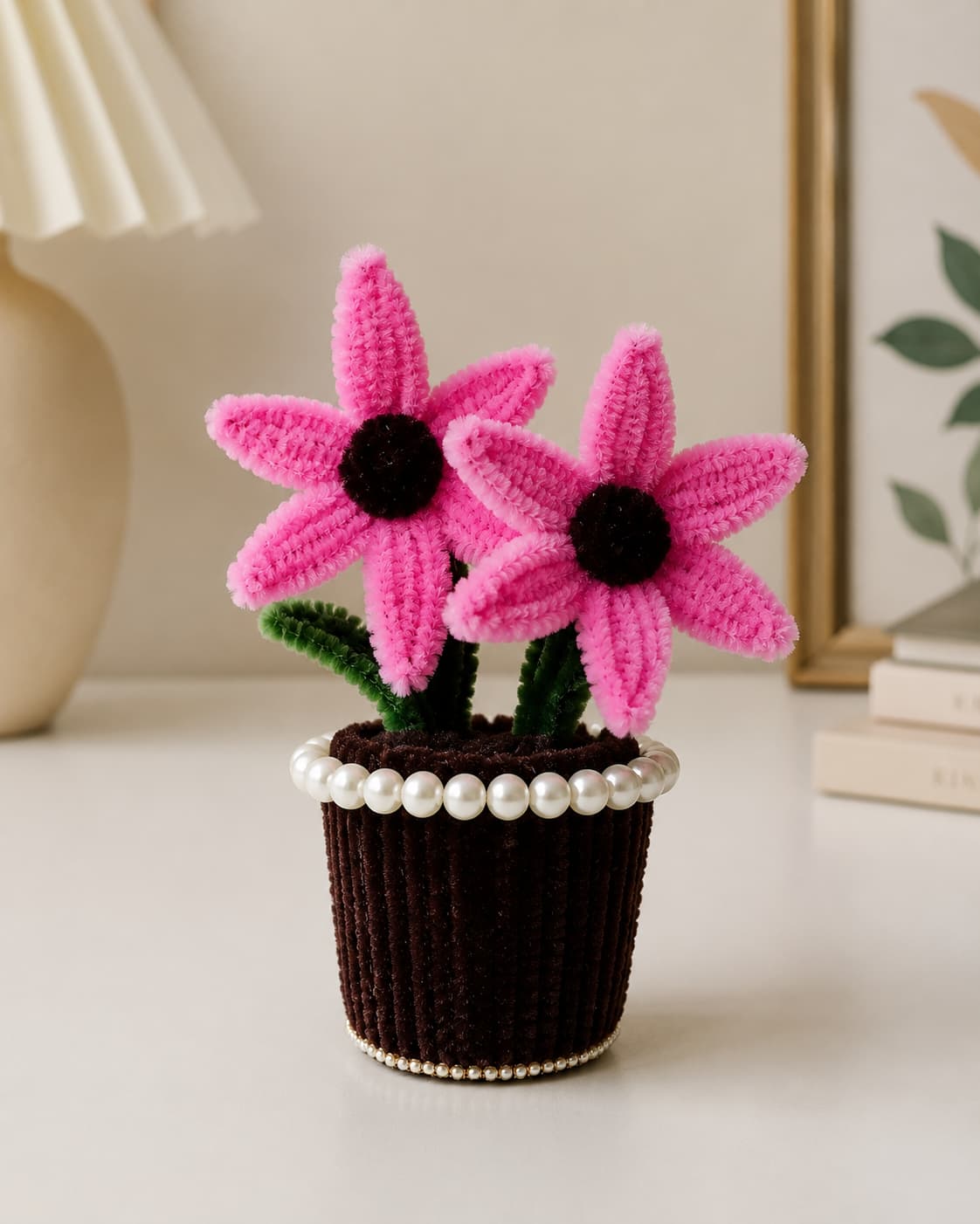 Pink Twin Bloom Pearl Fridge Magnet