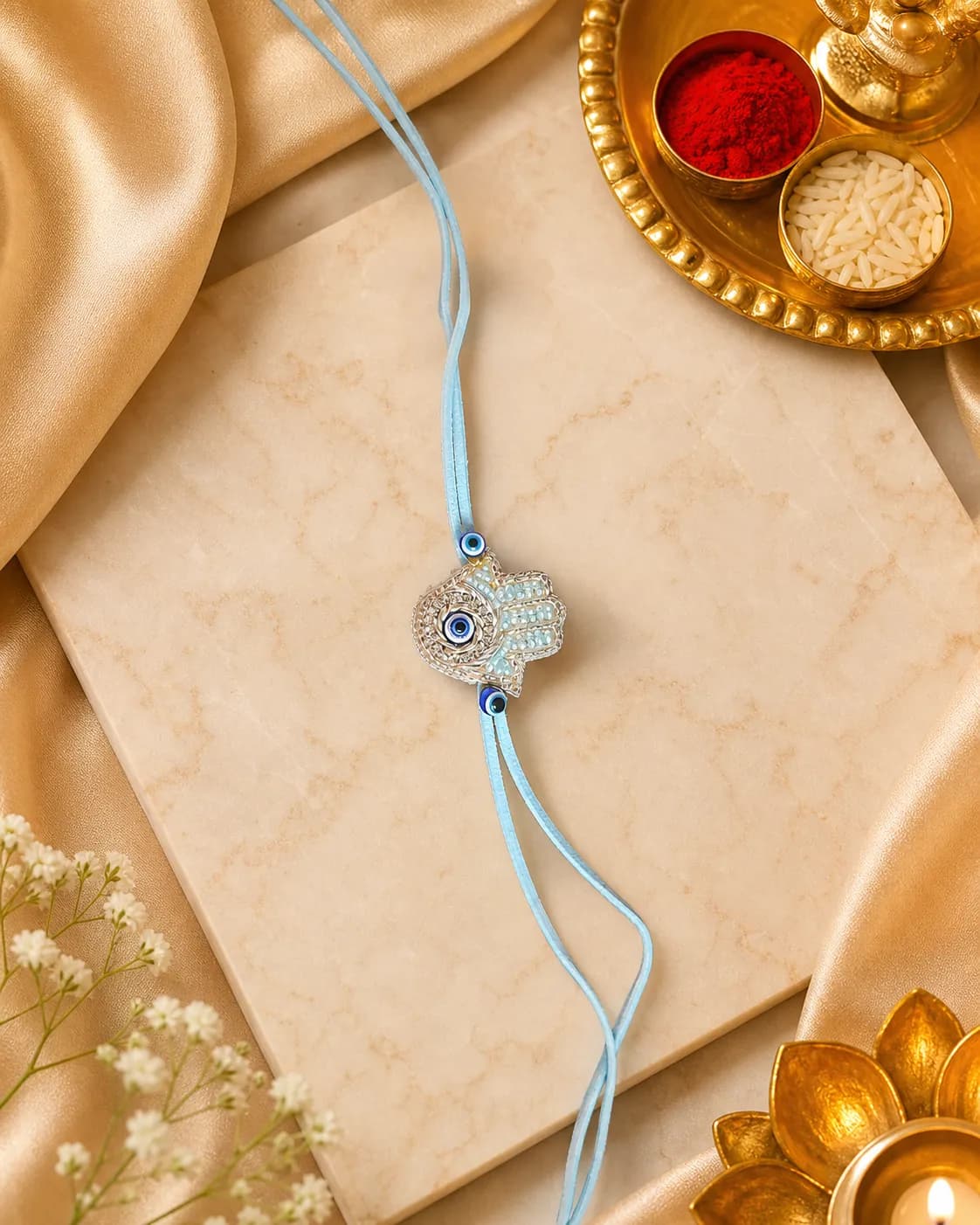 Blue Hamsa Evil-Eye Rakhi