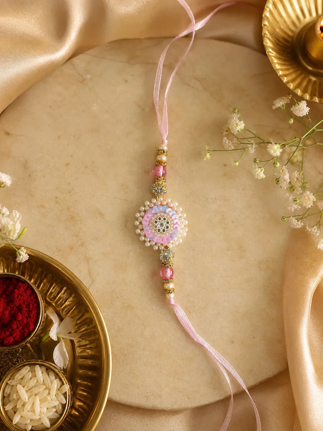 Pink Pearl Designer Rakhi